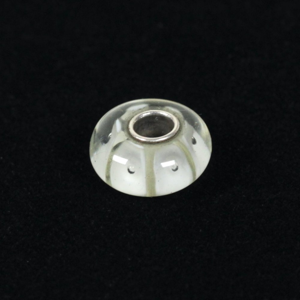 Sterling Silver Accent White Art Glass Bubble Bead Charm for Charm Bracelet
